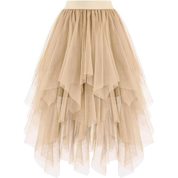 Women's Tulle Skirts High Low Champagne - Picture 1 of 4